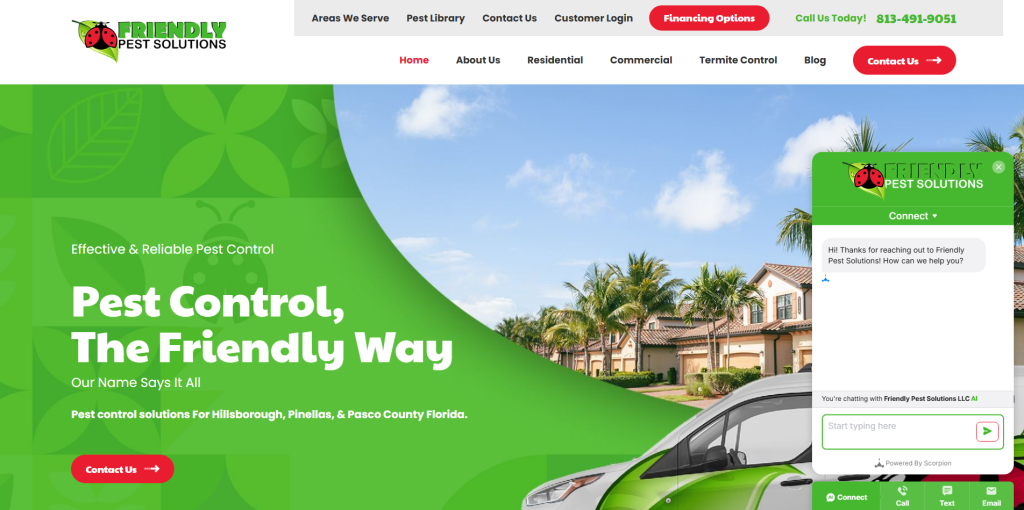 Friendly Pest Solutions Hero Section