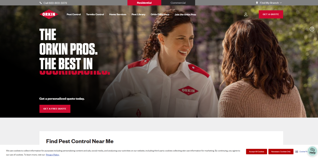 Orkin Pest Control Hero Section