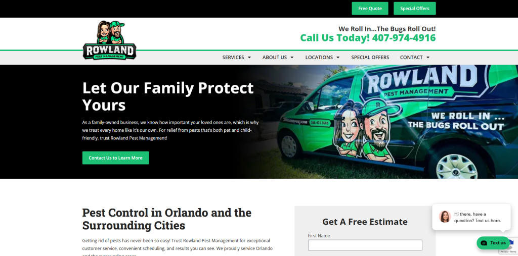 Rowland Pest Management Hero Section