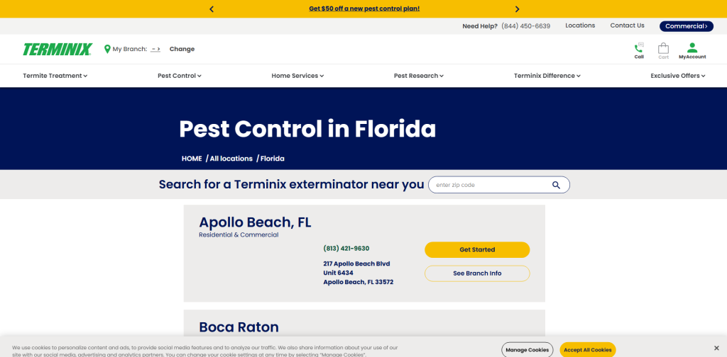 Terminix Pest Control Hero Section