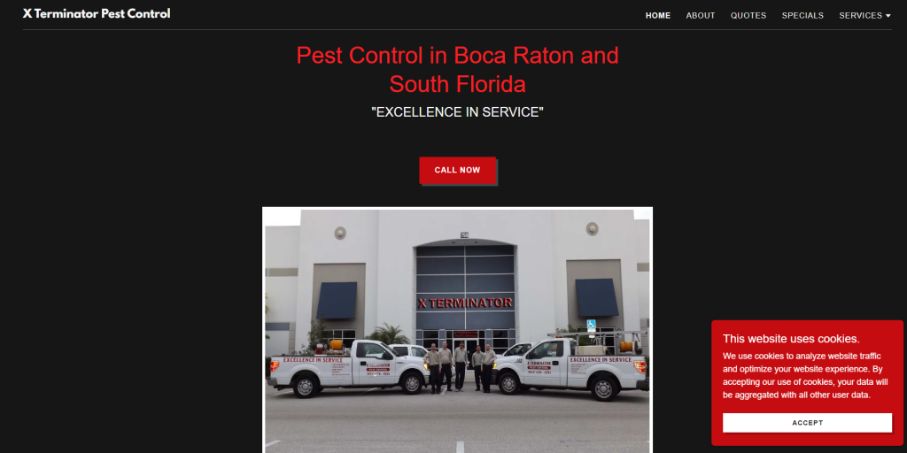 X Terminator Pest Control Hero Section