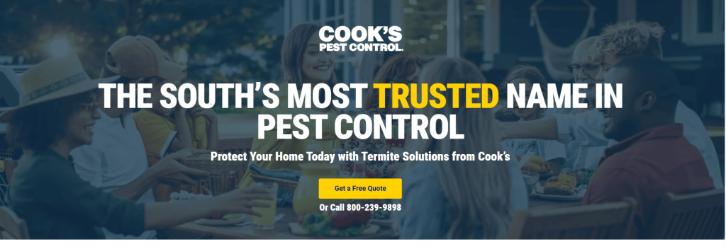 view of Cooks Pest Control hero section