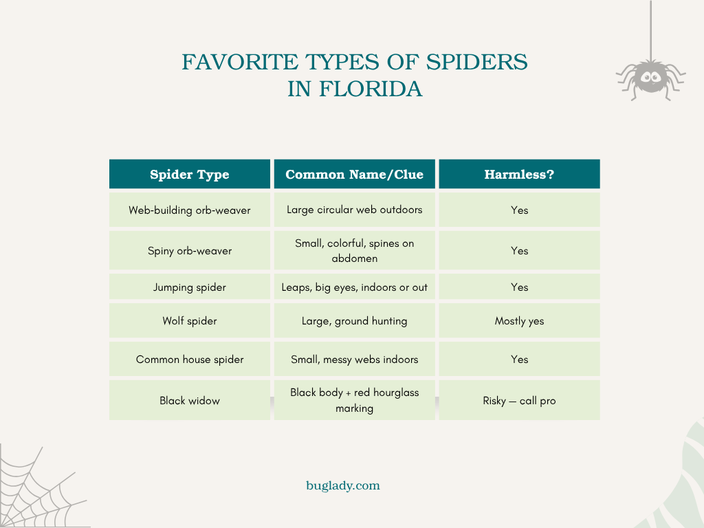 A graphical representation of the common types and comparison of spiders