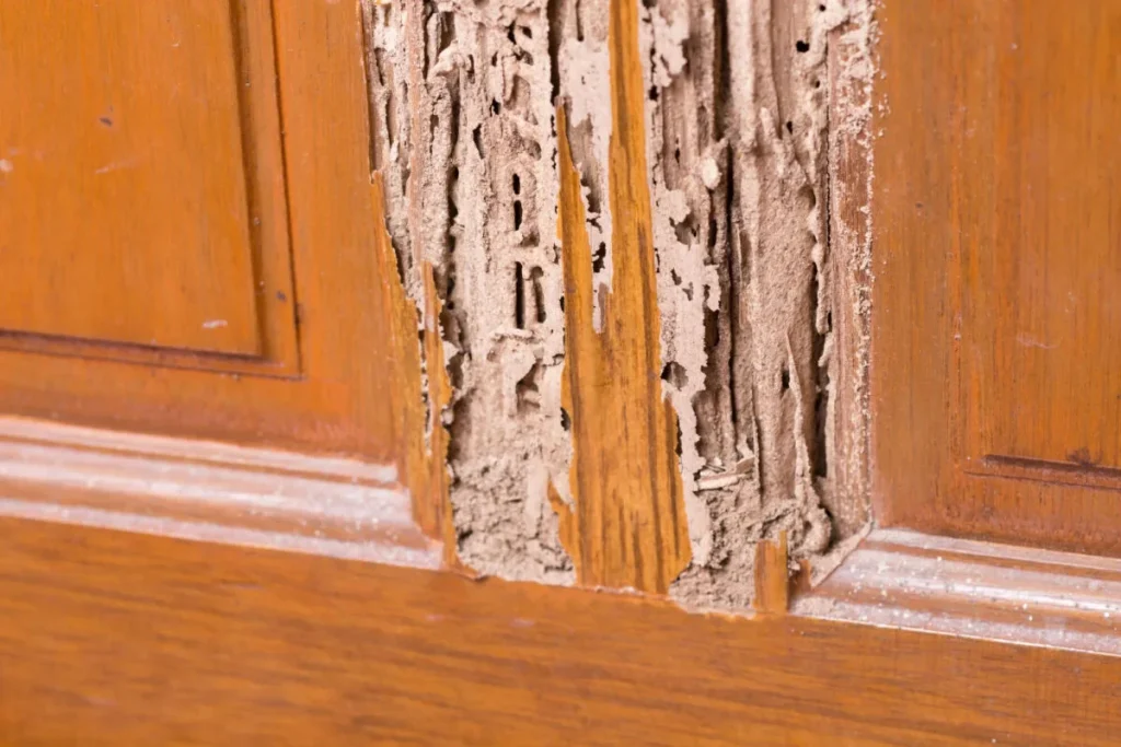 a termite eaten wooden door