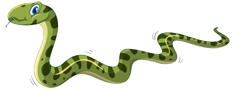 Cartoon image of a green snake, representing snake pest control for educational purposes