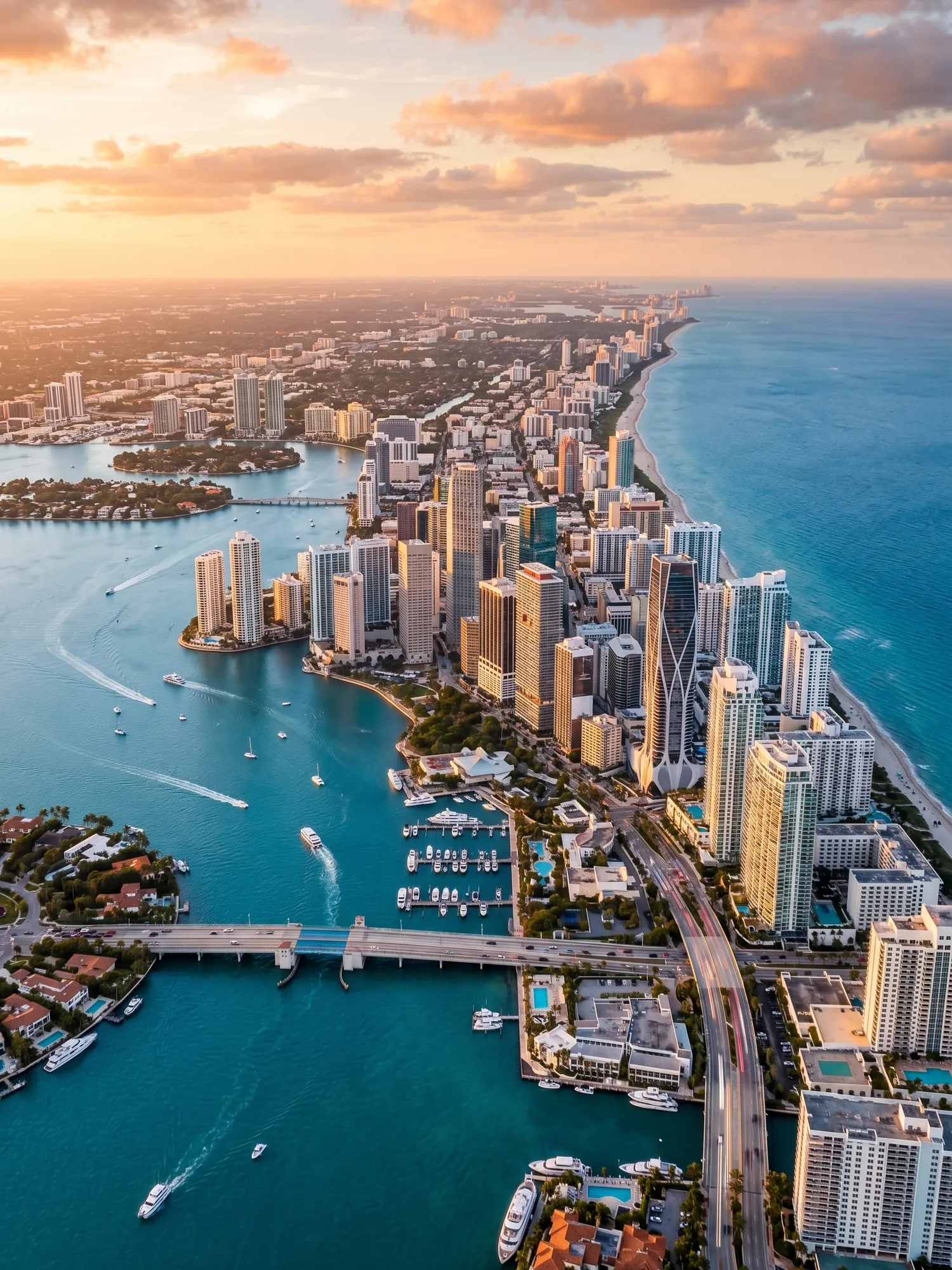 panoramic aerial view of Dania Beach, Florida skyline