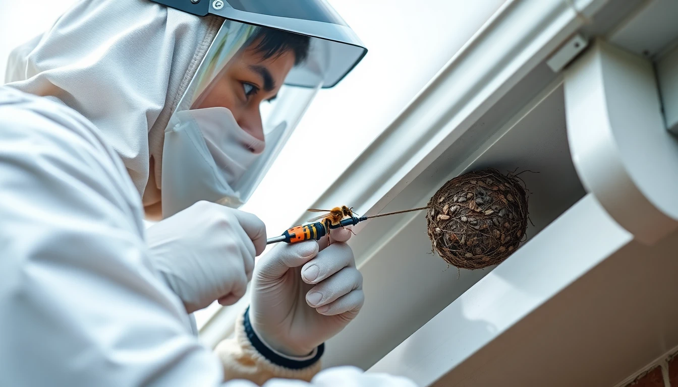 Bug Lady team member exterminating bugs