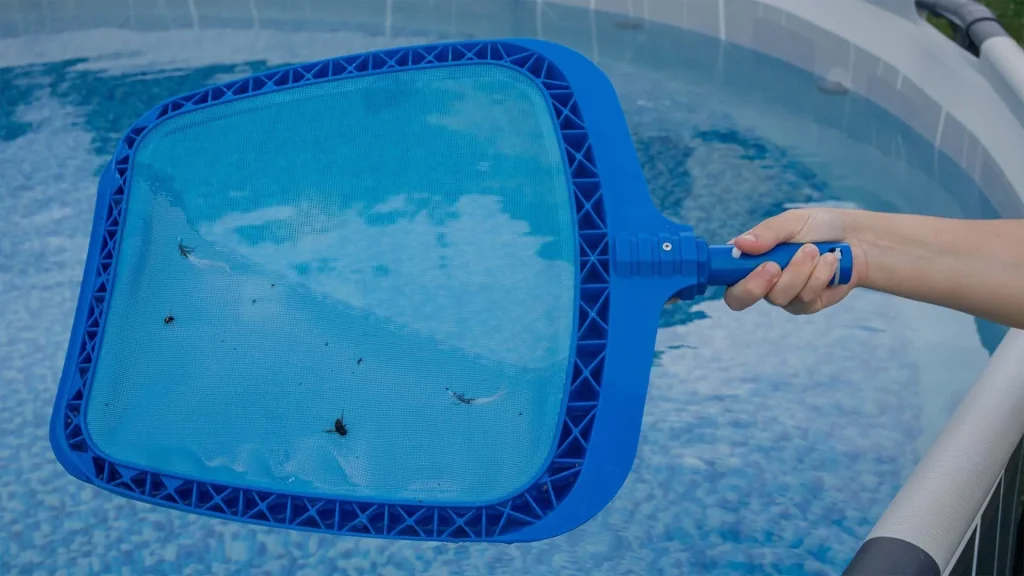 Pool net removing bugs from water