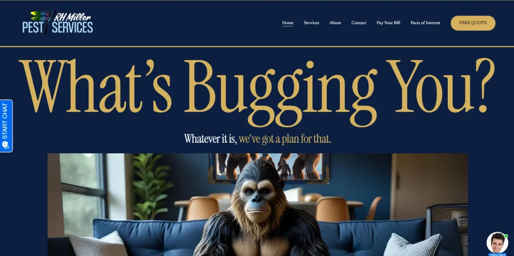 RH Miller pest control homepage preview
