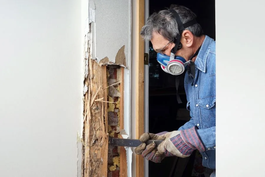 an expert fixing termite damaged door