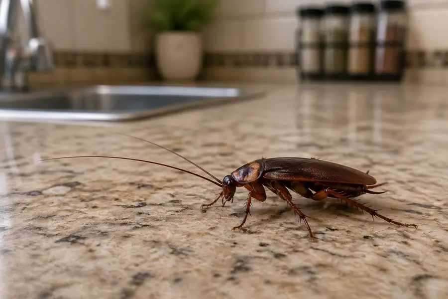 cockroach on a countertop