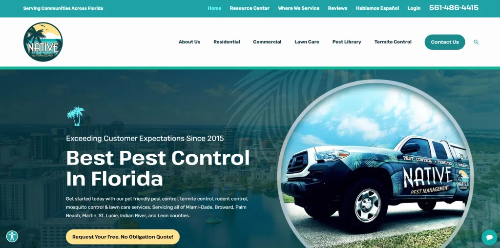 native pest control homepage preview
