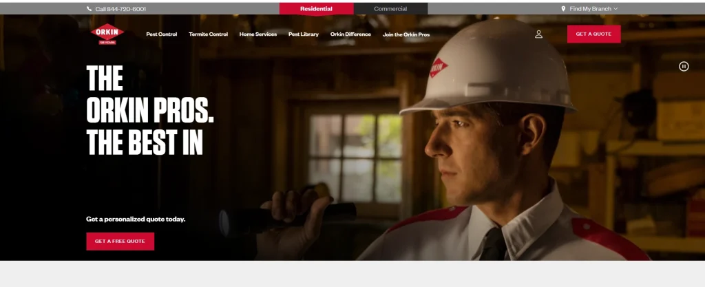 orkin pest control homepage preview