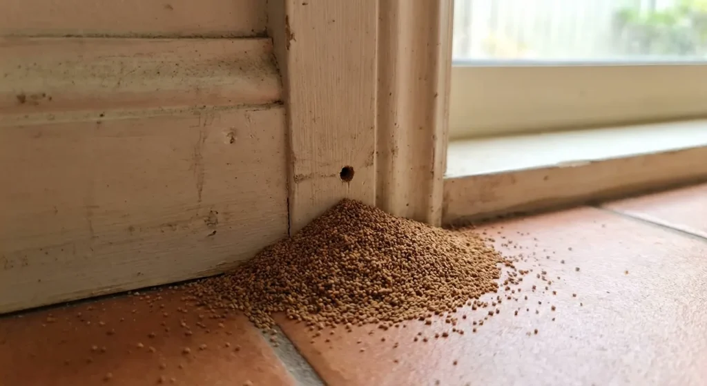 termite frass on floor