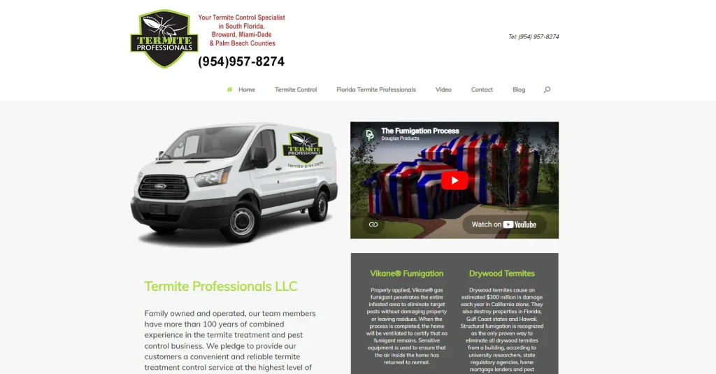 termite pros pest control homepage view